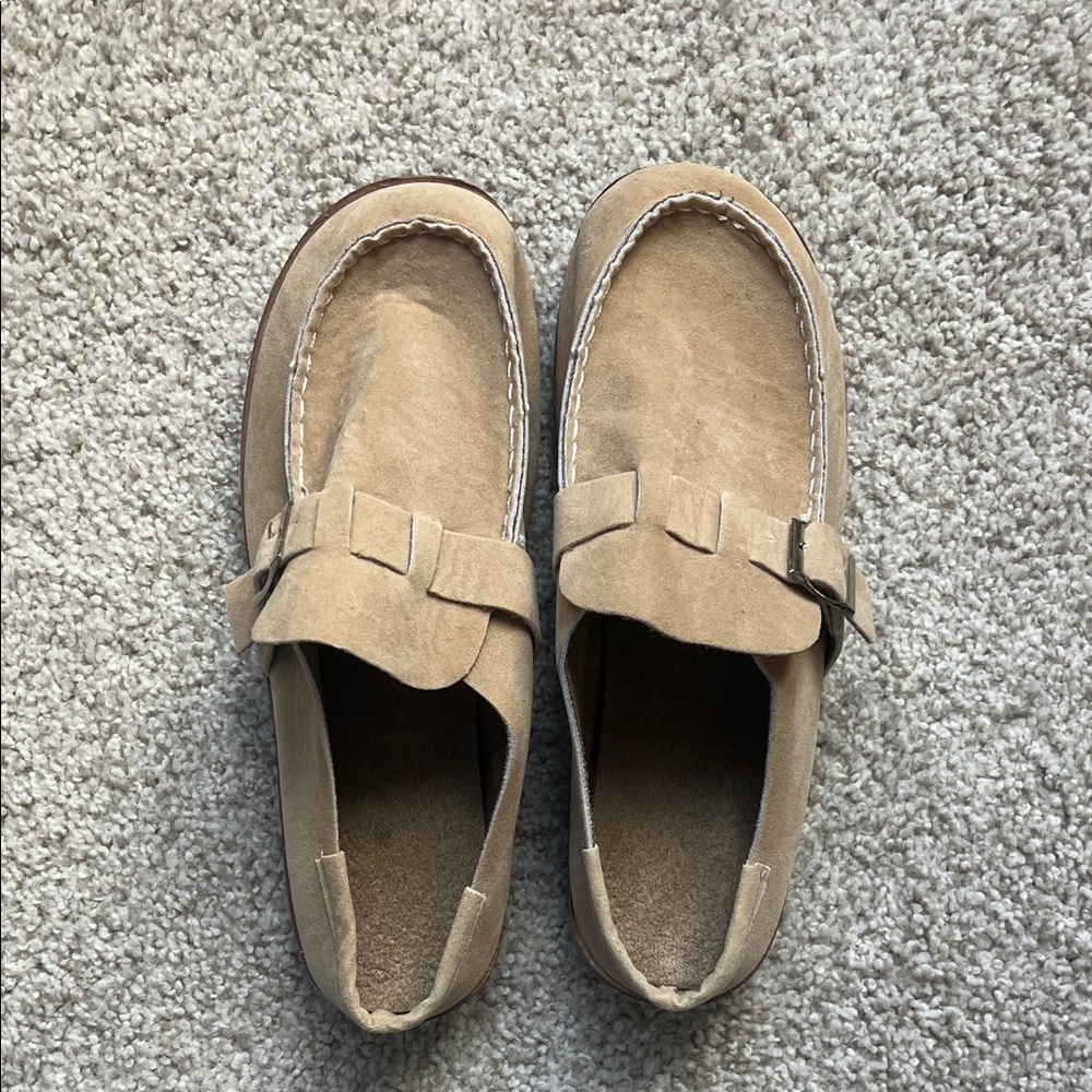Women's Tan Suede Loafers